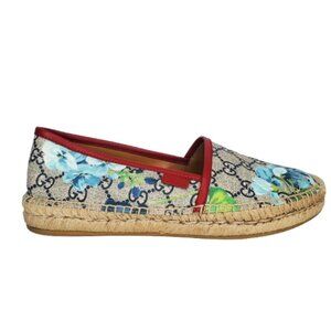 Gucci GG Blooms Monogram Canvas Espadrille Flats Slip-On Shoes